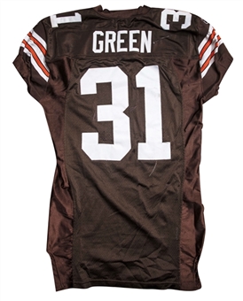 2002 William Green Game Used Cleveland Browns Home Jersey Photo Matched To 12/29/2002 